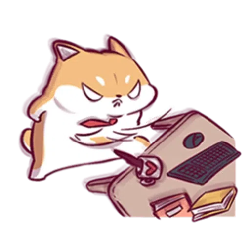 Marshmallow Shiba - work life - Sticker 4